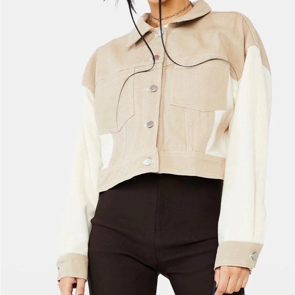Colorblock denim jacket